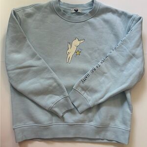 Light Blue Rabbit Graphic Crewneck Sweater (fiorenza)